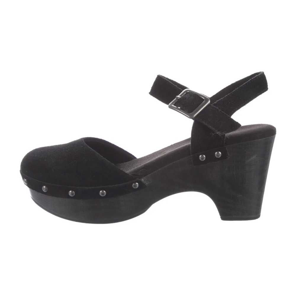 House of Harlow 1960 Black Suede Studded Clog Heels